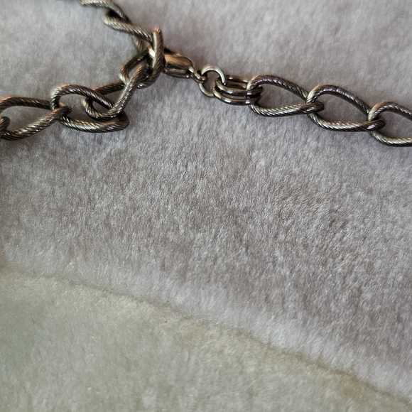 LIZ CLAIBORNE Chunky Double Rope Necklace Oxidized Silver Tone LOT710 - Picture 6 of 11